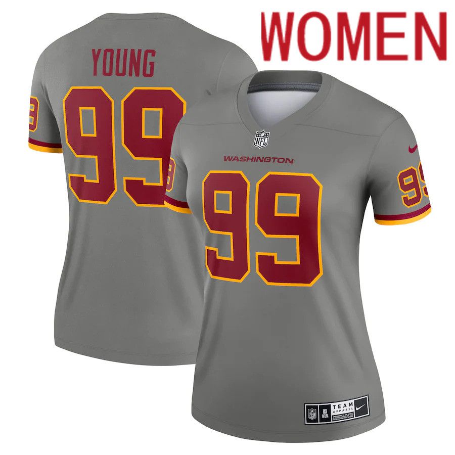 Women Washington Redskins #99 Chase Young Nike Gray Inverted Legend NFL Jersey->baltimore orioles->MLB Jersey